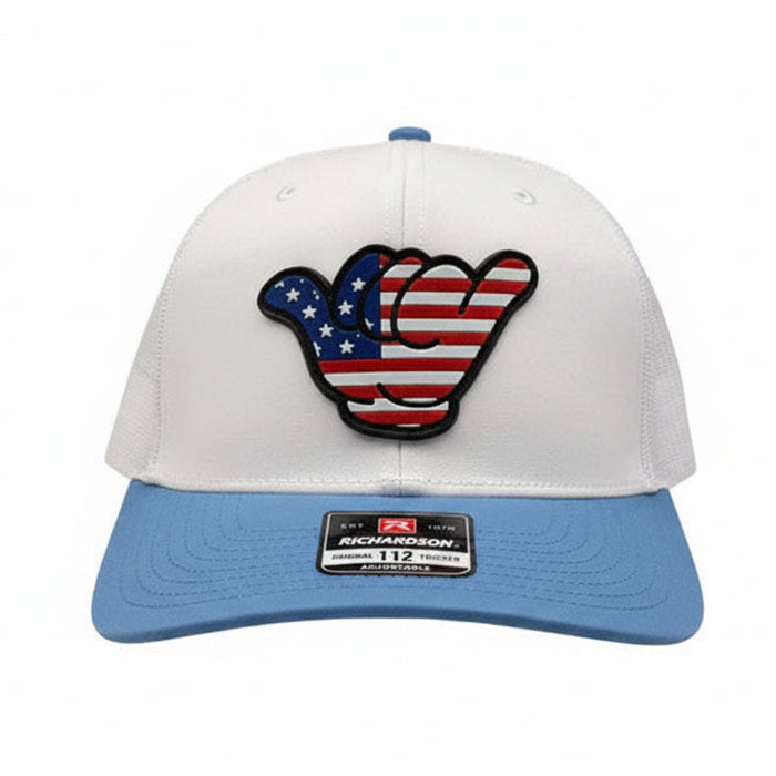 USA Flag PVC Patch Hang Loose - 112 Snapback White/Carolina Blue