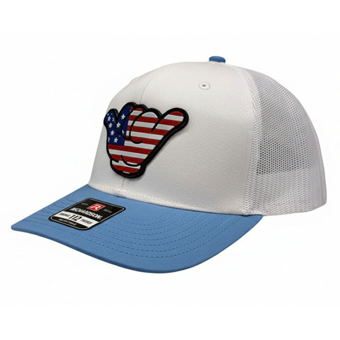 USA Flag PVC Patch Hang Loose - 112 Snapback White/Carolina Blue