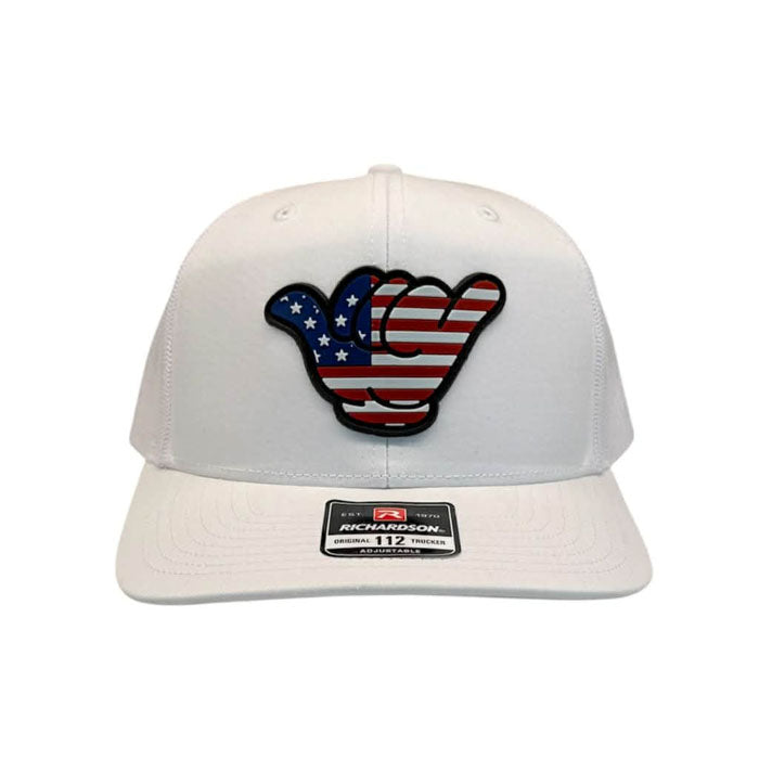 USA Flag PVC Patch Hang Loose - Richardson 112 Snapback White