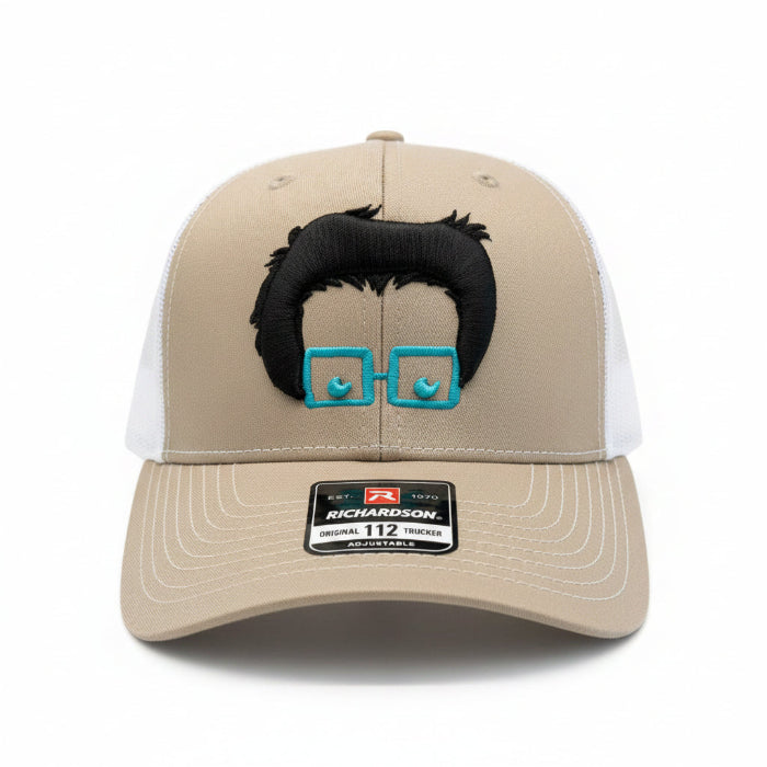 The NERD hat - Richardson 112 Snapback Khaki/White 3d PUFF HAIR