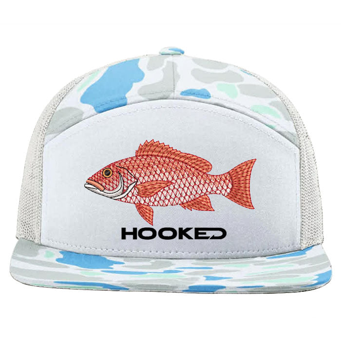 R168P Saltwater Duck Camo Flat Bill - Red Snapper