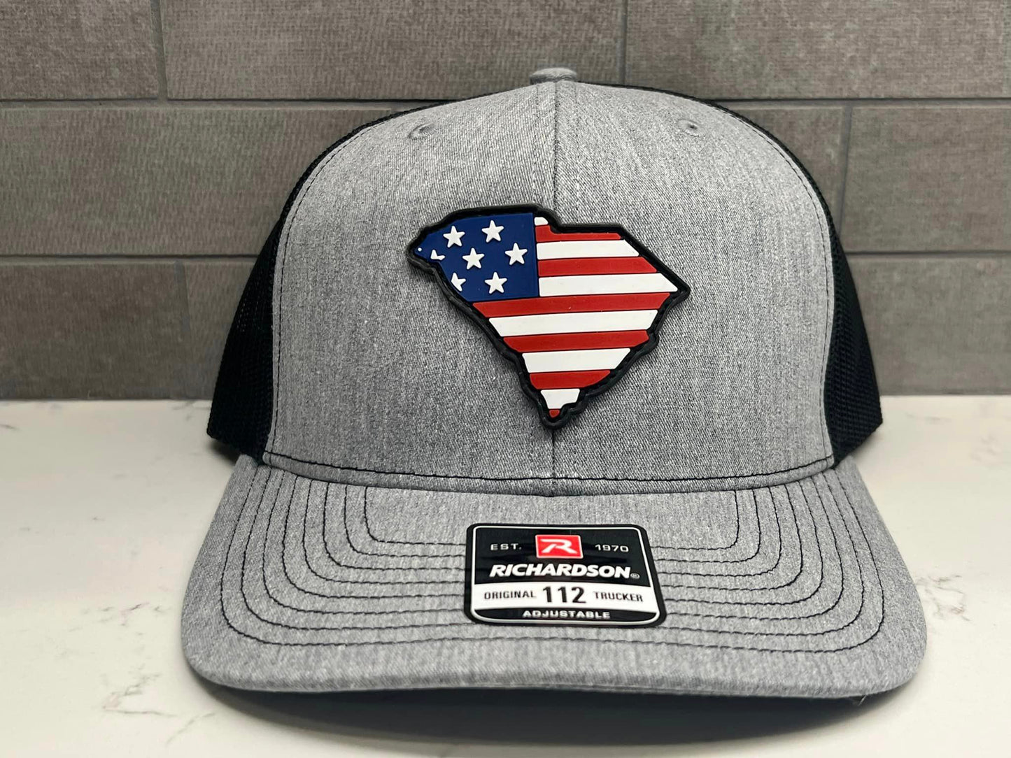 South Carolina USA Flag Hat - 112 Richardson Snapback Heather Gray/Black