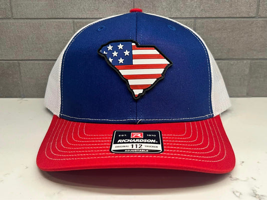 South Carolina USA Flag PVC Patch Hat - 112 Richardson Snapback Royal/White/Red