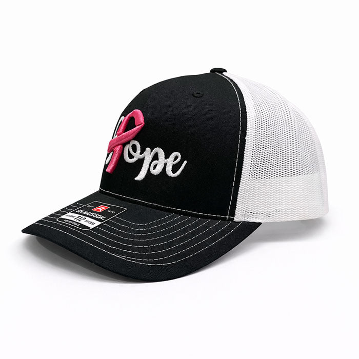 HOPE Cancer Ribbon Hat - Richardson 112 Pink/White