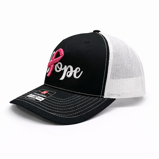 HOPE Cancer Ribbon Hat - Richardson 112 Pink/White