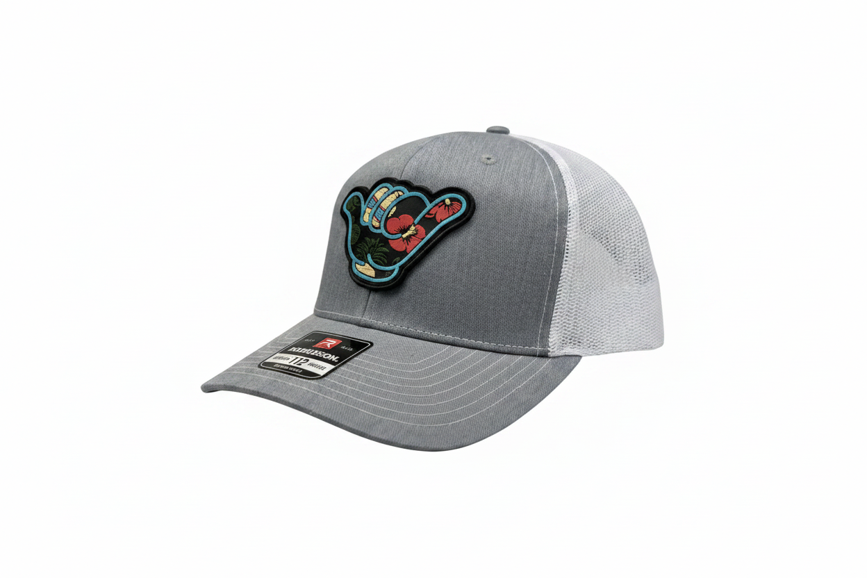 Hawaiian Hang Loose - Richardson 112 Heather Gray / white