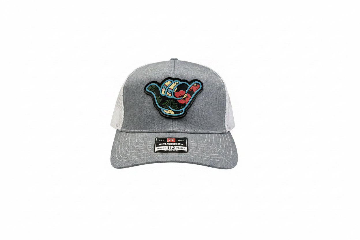 Hawaiian Hang Loose - Richardson 112 Heather Gray / white