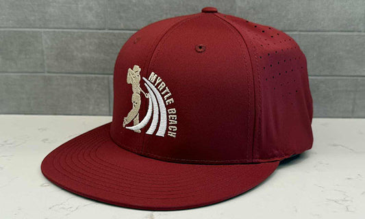 Myrtle Beach Golf Hat - Richardson PTS30 Burgundy Gold/White