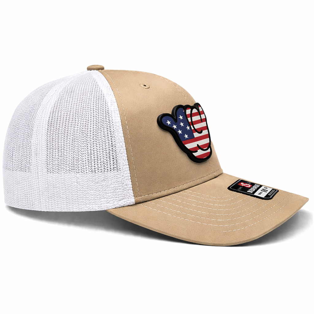 USA Flag PVC Patch Hang Loose - Richardson 112 Snapback Khaki/White