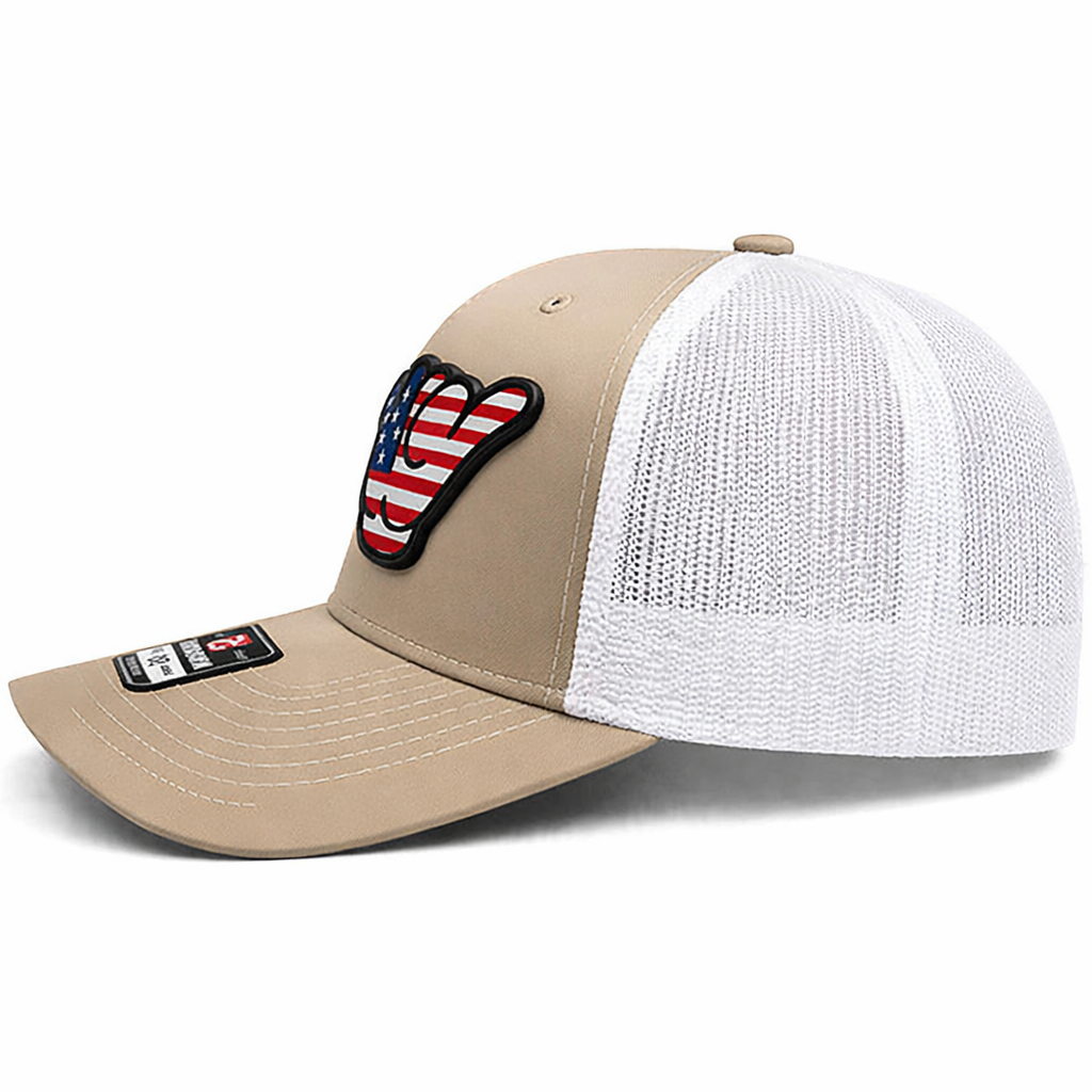 USA Flag PVC Patch Hang Loose - Richardson 112 Snapback Khaki/White