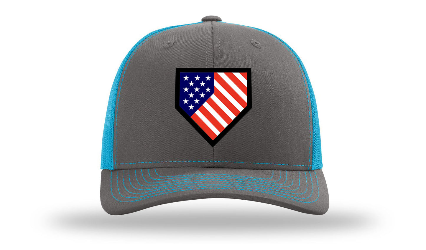 Homeplate USA Flag - R112 Charcoal/Neon Blue