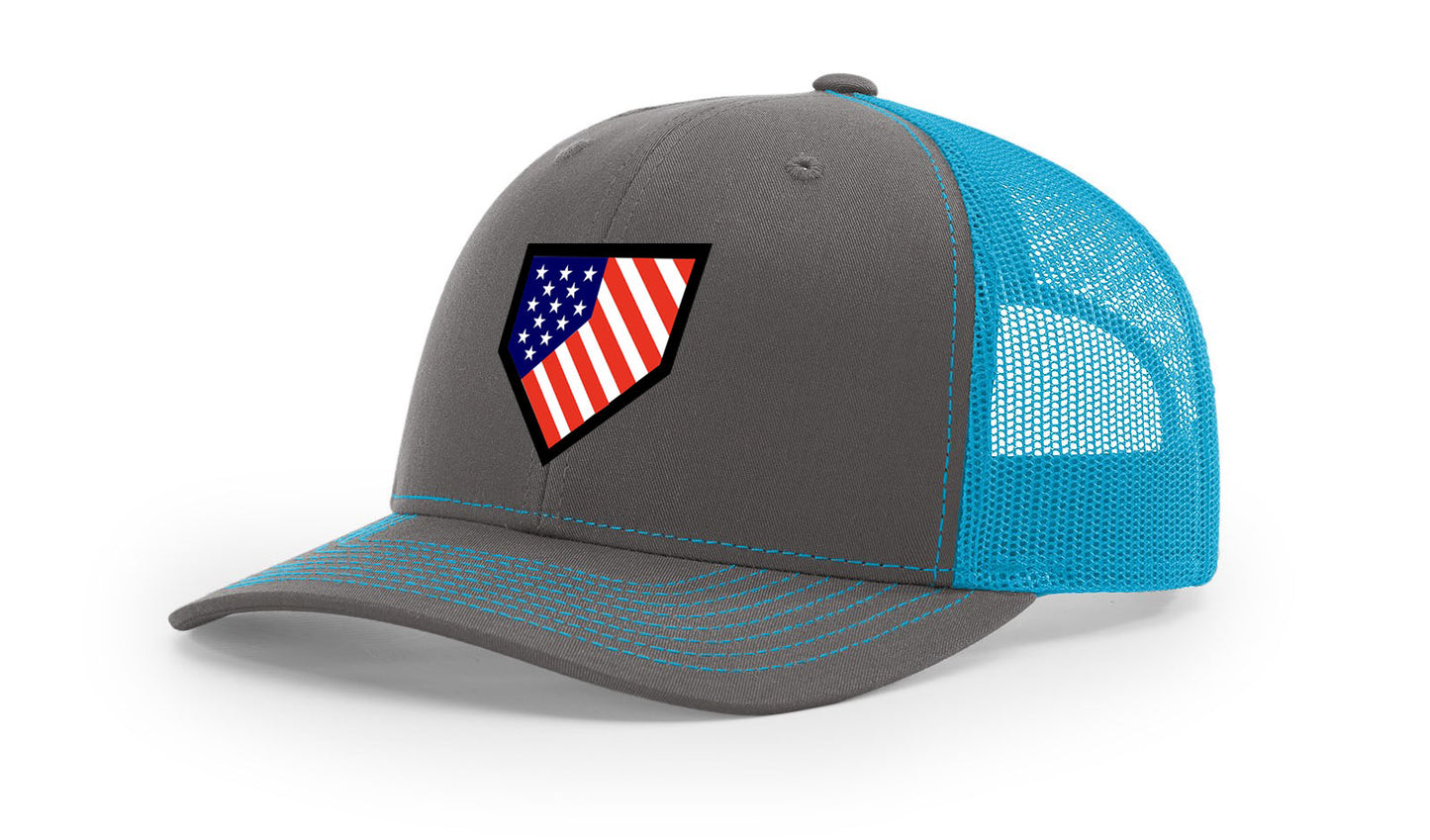 Homeplate USA Flag - R112 Charcoal/Neon Blue